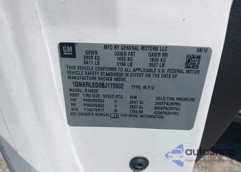 2011 Chevrolet Traverse Ltz z USA, uszkodzony, nr VIN 1GNKRLED0BJ179902